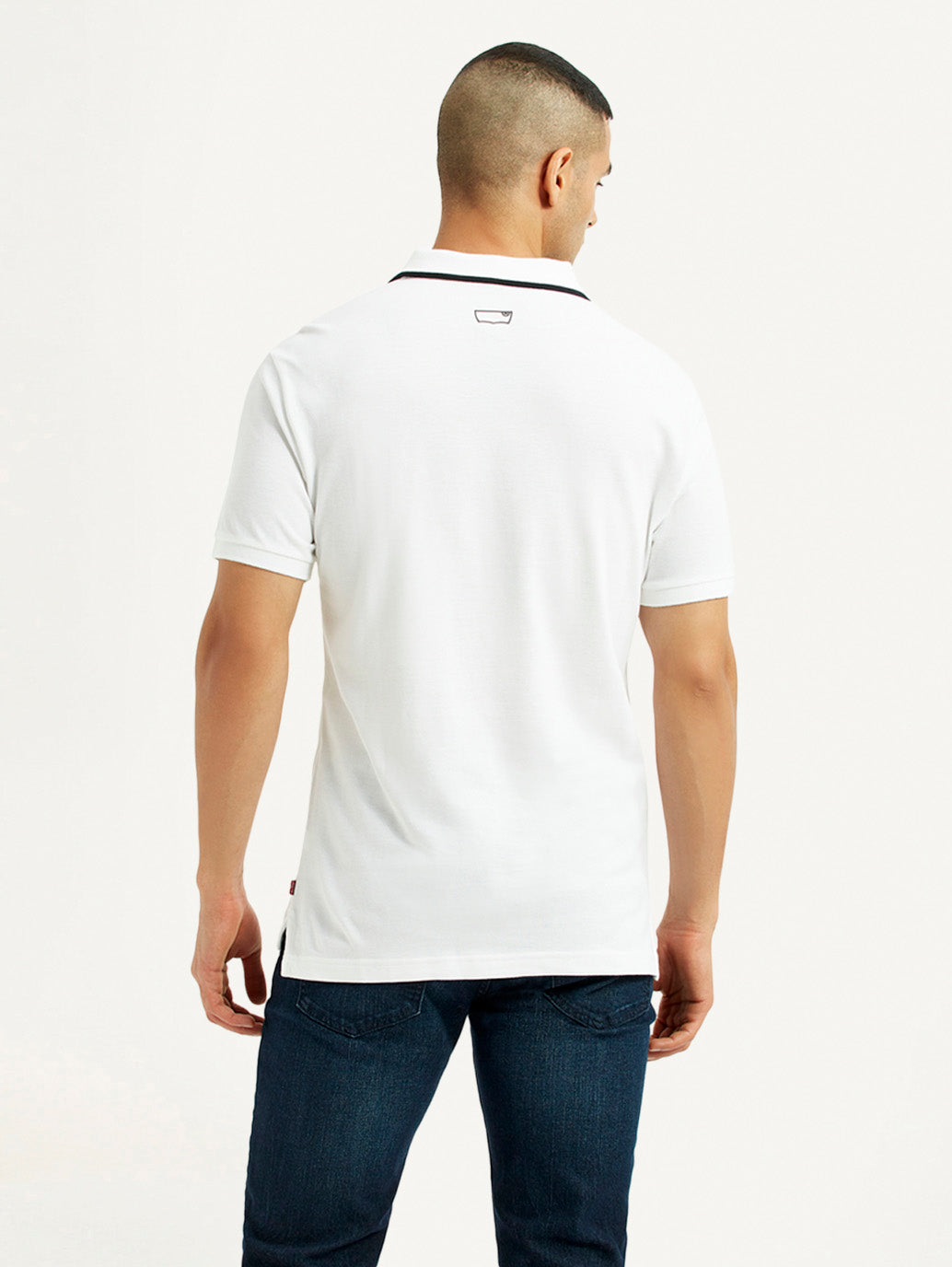 Men's Solid White Slim Fit Polo T-shirt