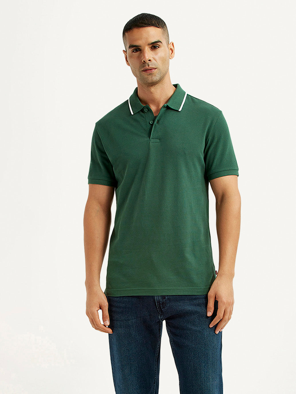 Men's Solid Dark Green Polo T-Shirt