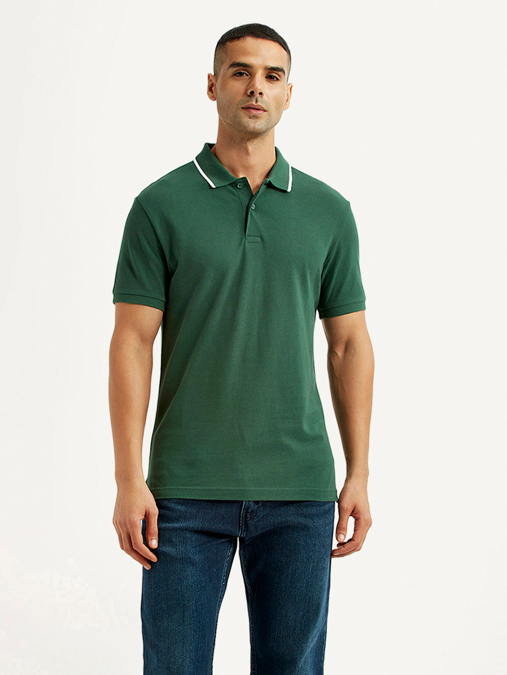 Men's Solid Dark Green Polo T-Shirt