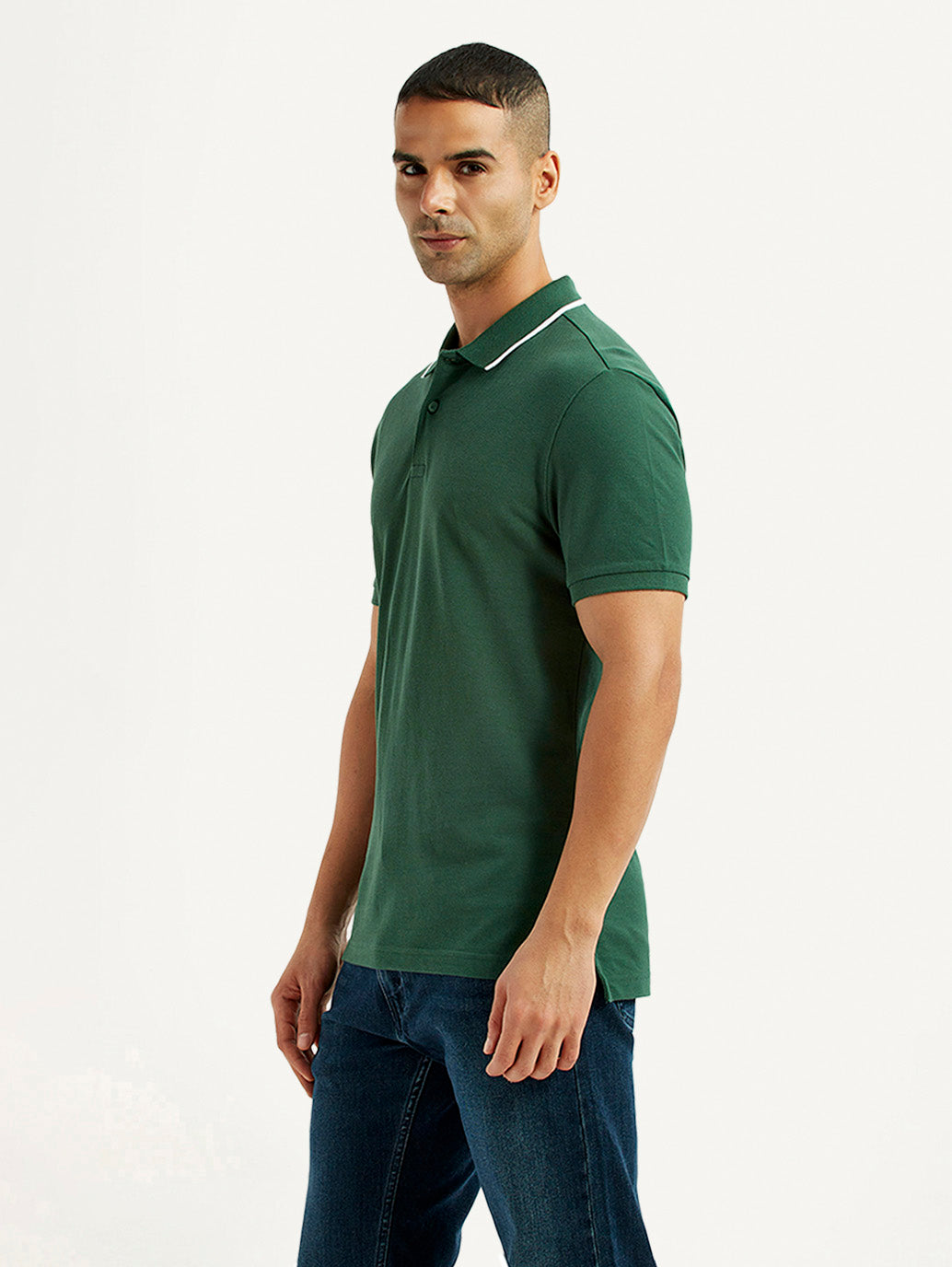 Men's Solid Dark Green Polo T-Shirt