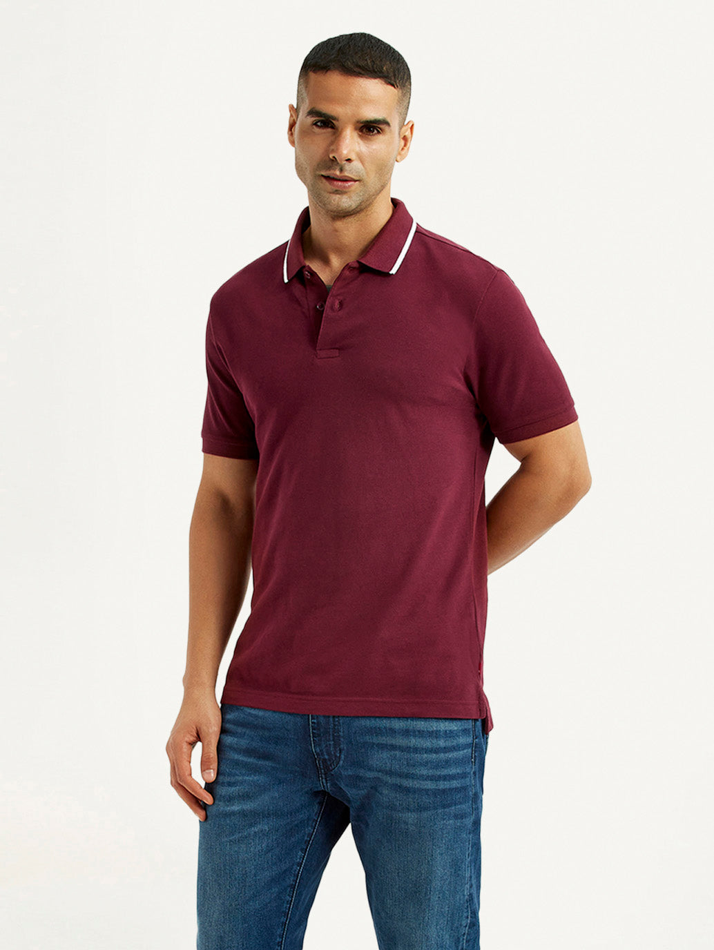 Men's Solid Maroon Polo T-Shirt