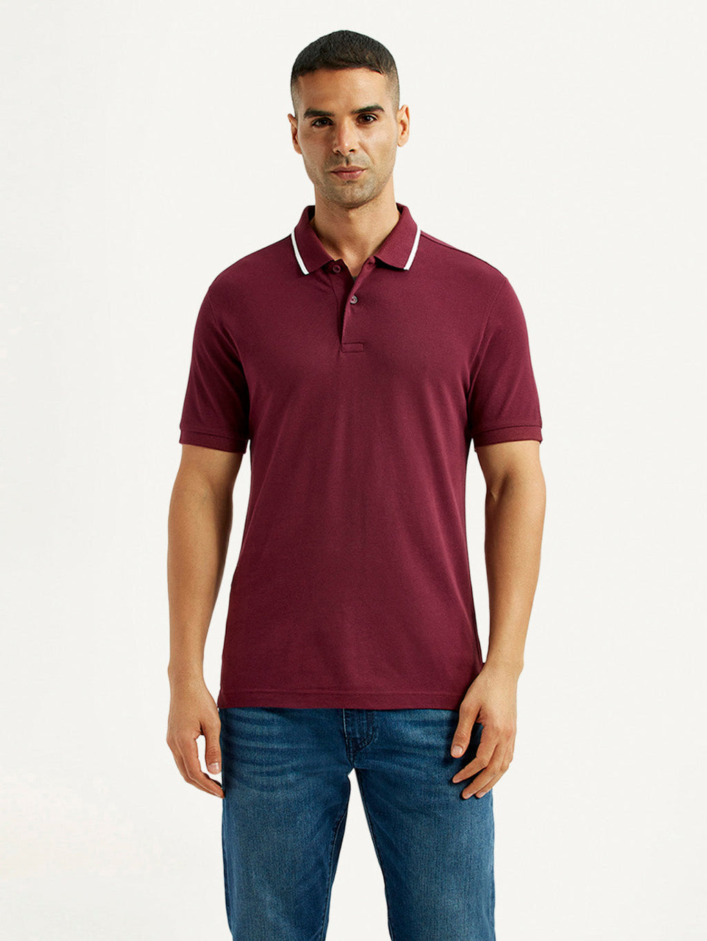 Men's Solid Maroon Polo T-Shirt