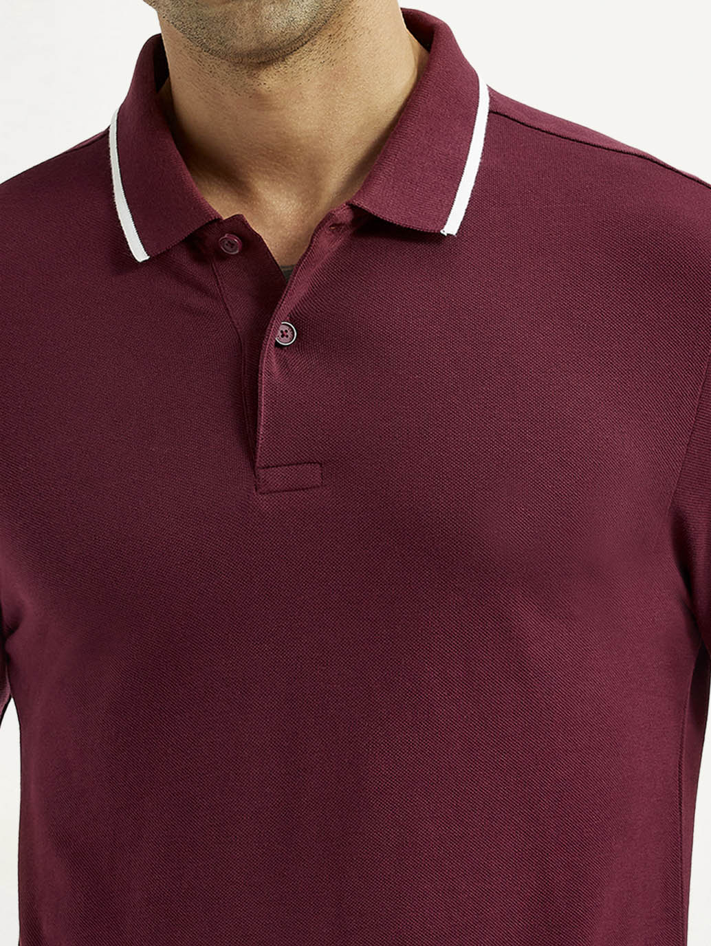 Men's Solid Maroon Polo T-Shirt
