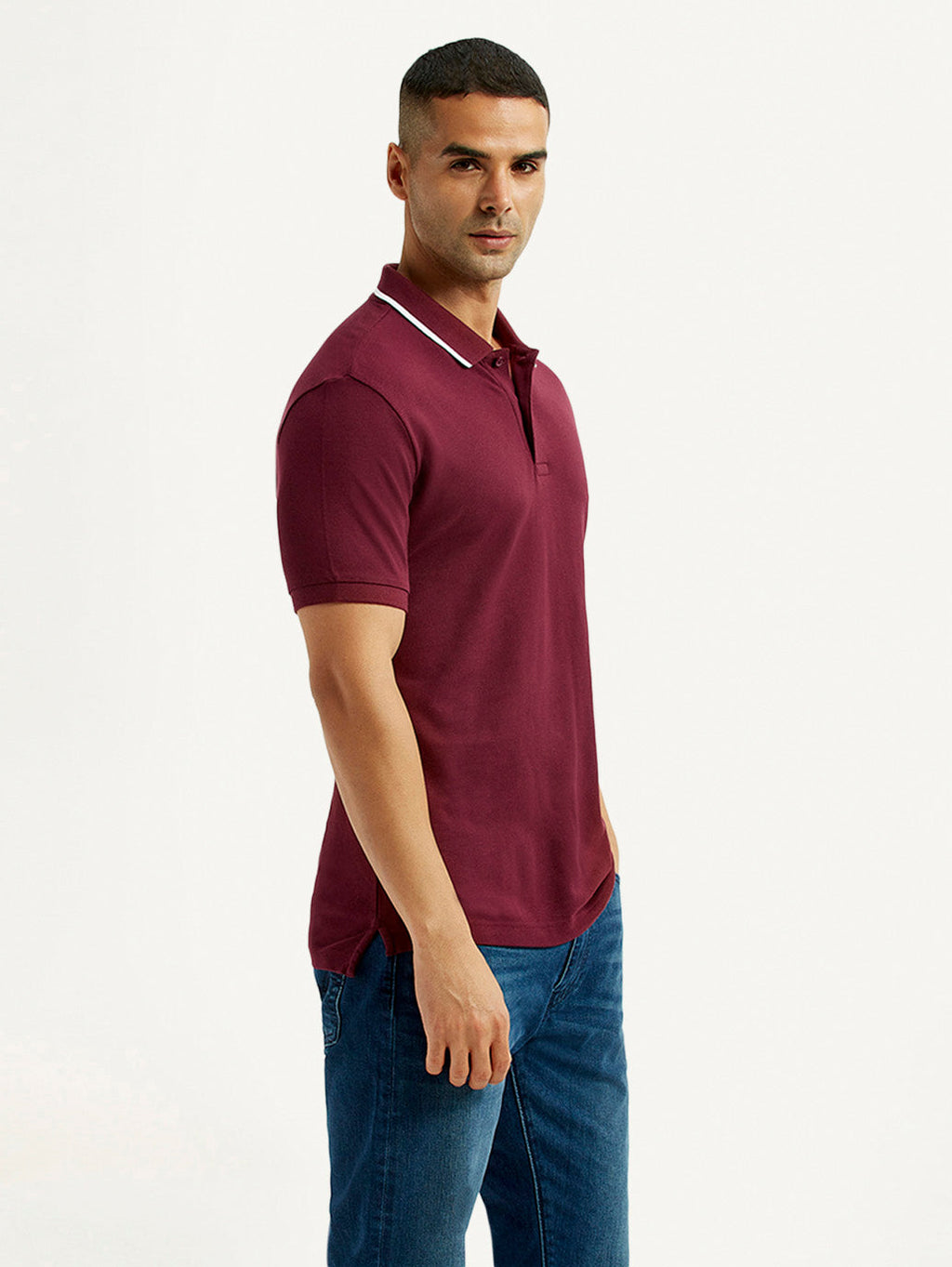 Men's Solid Maroon Polo T-Shirt