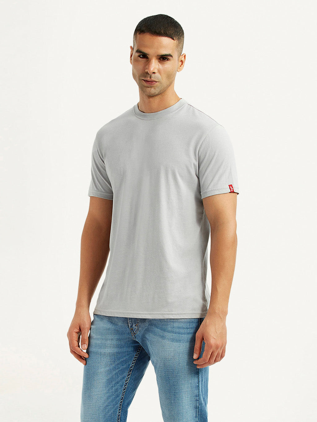 Men's Solid Light Grey Crew Neck T-shirt