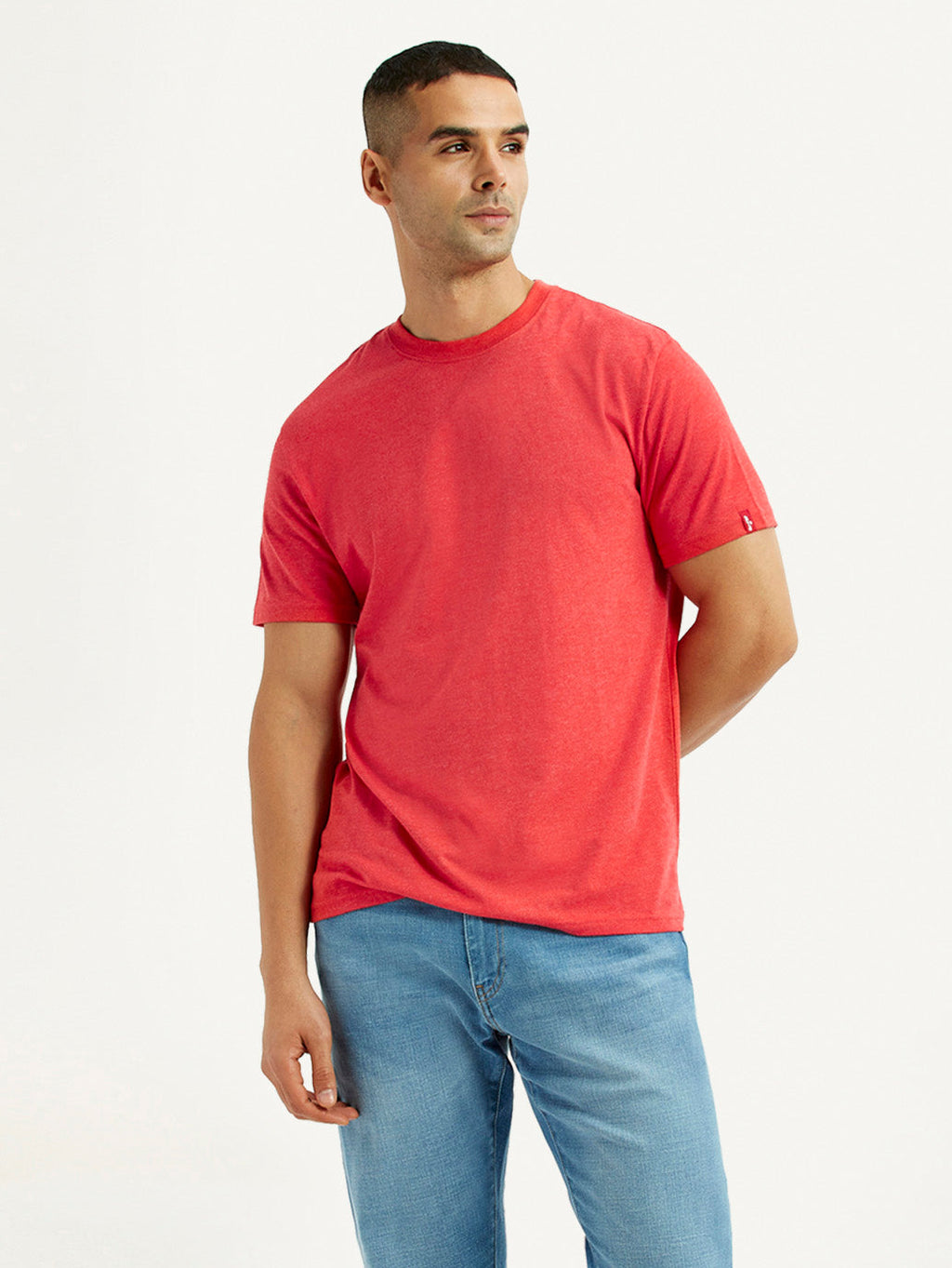 Men's Solid Coral Crew Neck T-Shirt