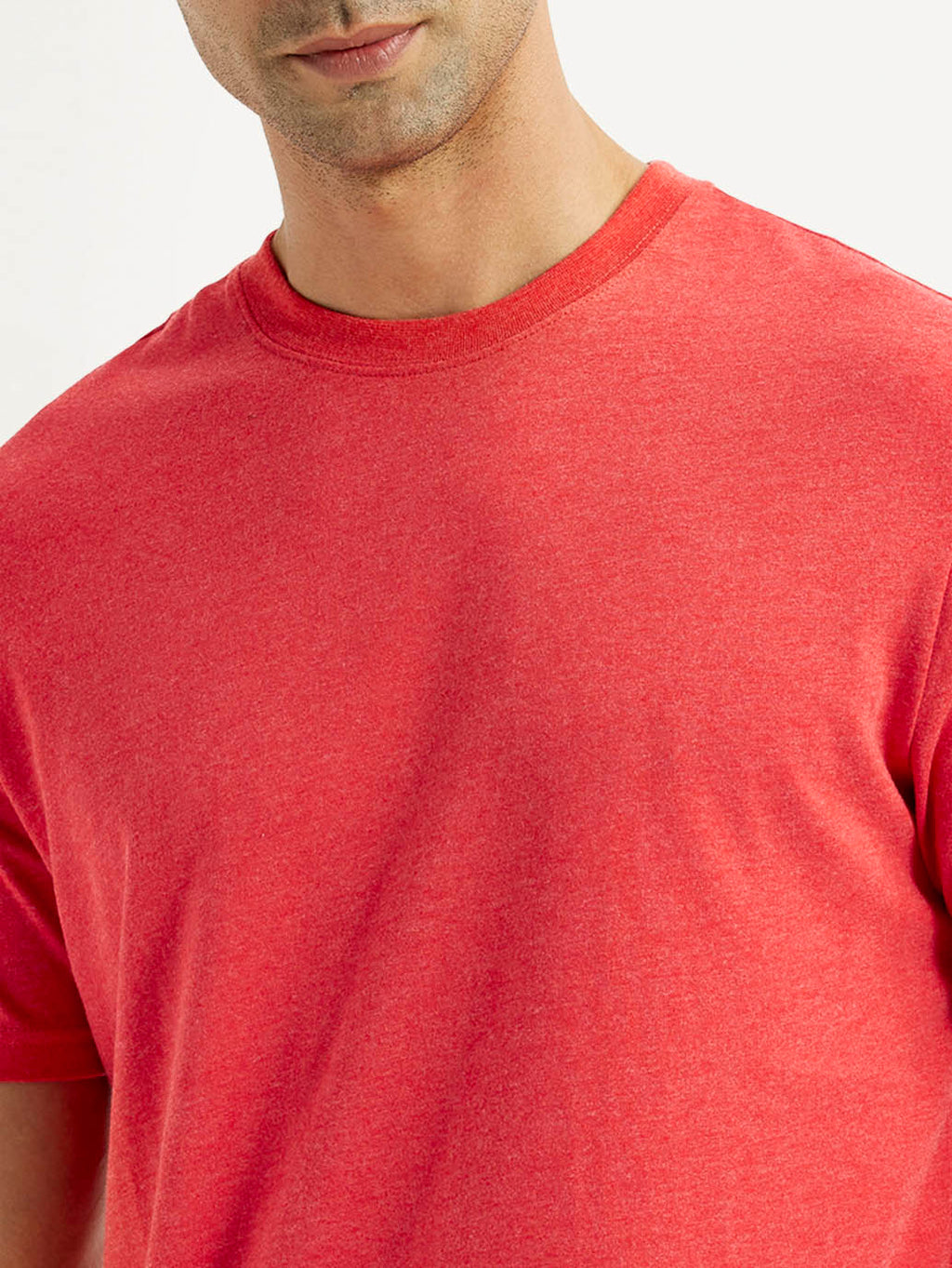 Men's Solid Coral Crew Neck T-Shirt