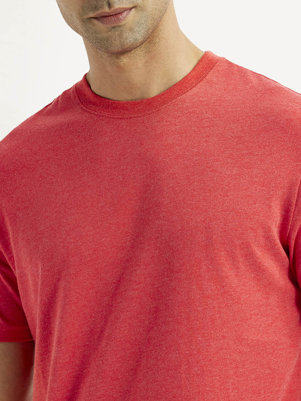 Men's Solid Coral Crew Neck T-Shirt