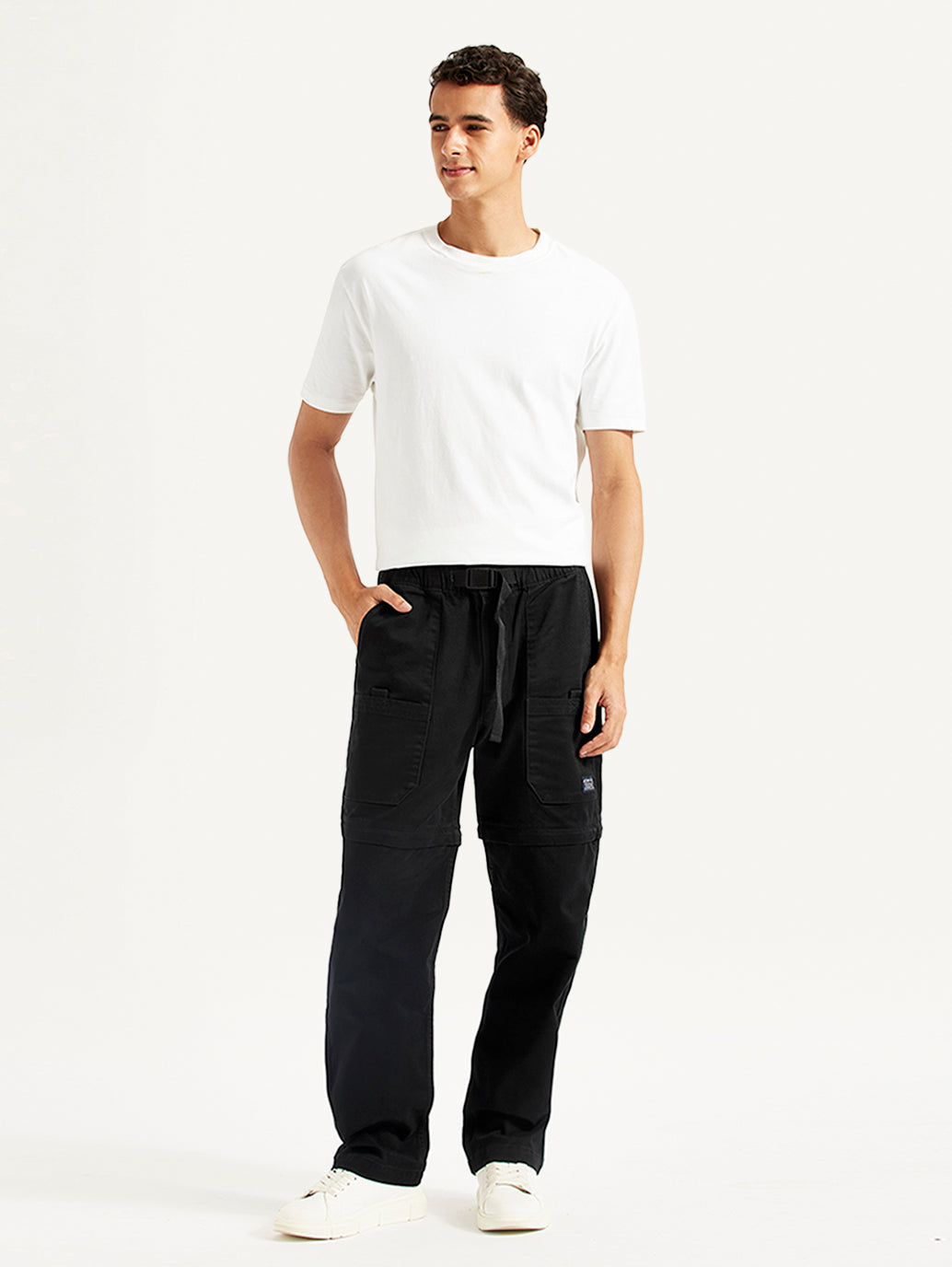 Men's Black Regular Fit Utility Cargo Trousers