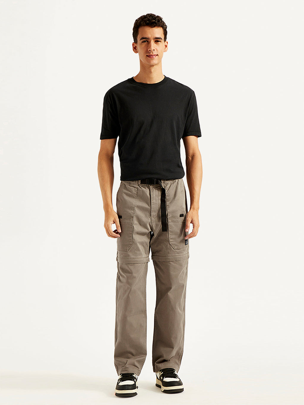 Men's Taupe Regular Fit Utility Cargo Trousers