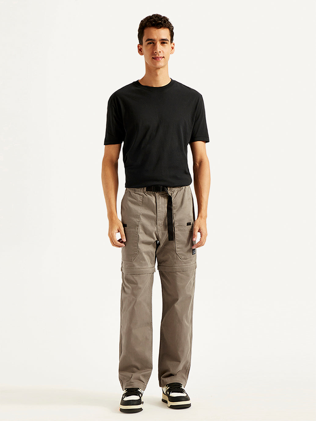 Men's Taupe Regular Fit Utility Cargo Trousers