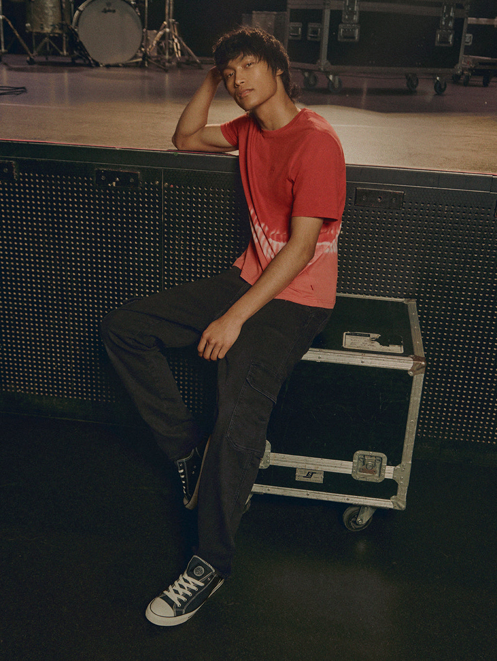 Men's 568 Black Loose Straight Cargo Trousers