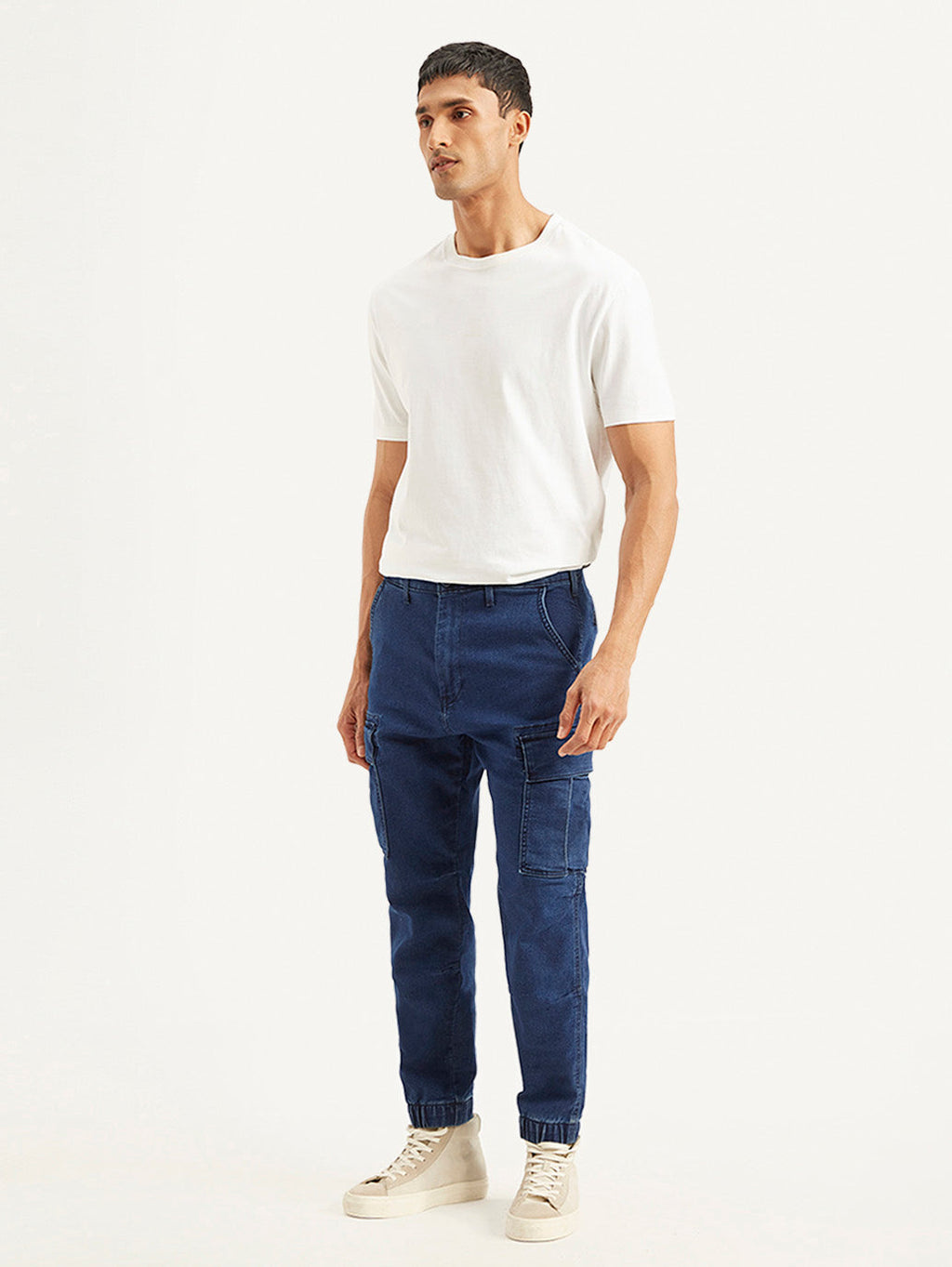 Men's Tapered Dark Blue Utility Cargo Jogger