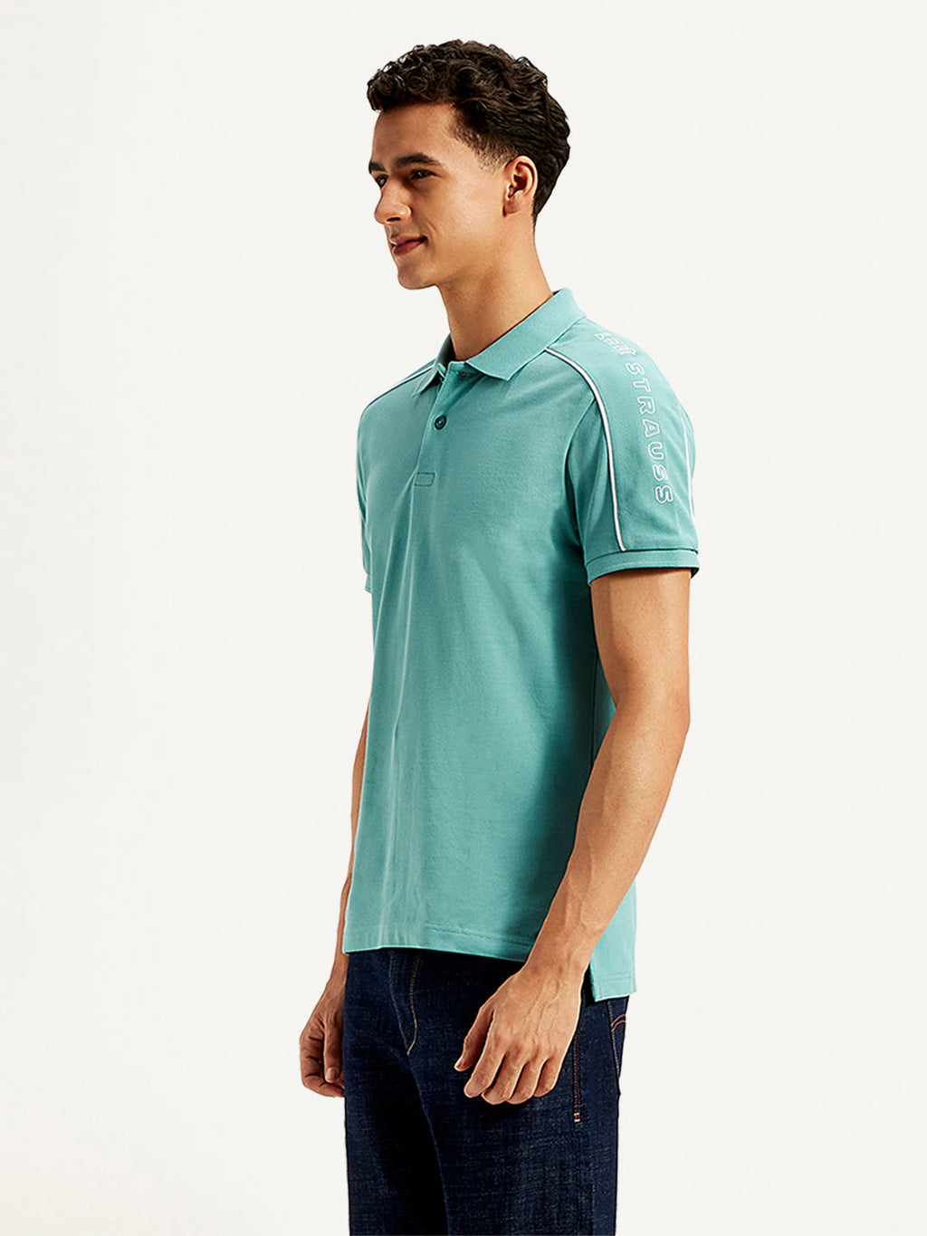 Men's Typographic Print Slim Fit Polo T-Shirt