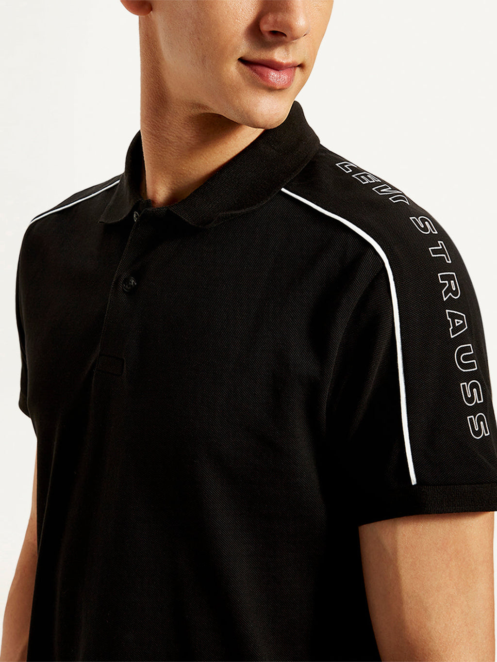 Men's Typographic Print Slim Fit Polo T-Shirt