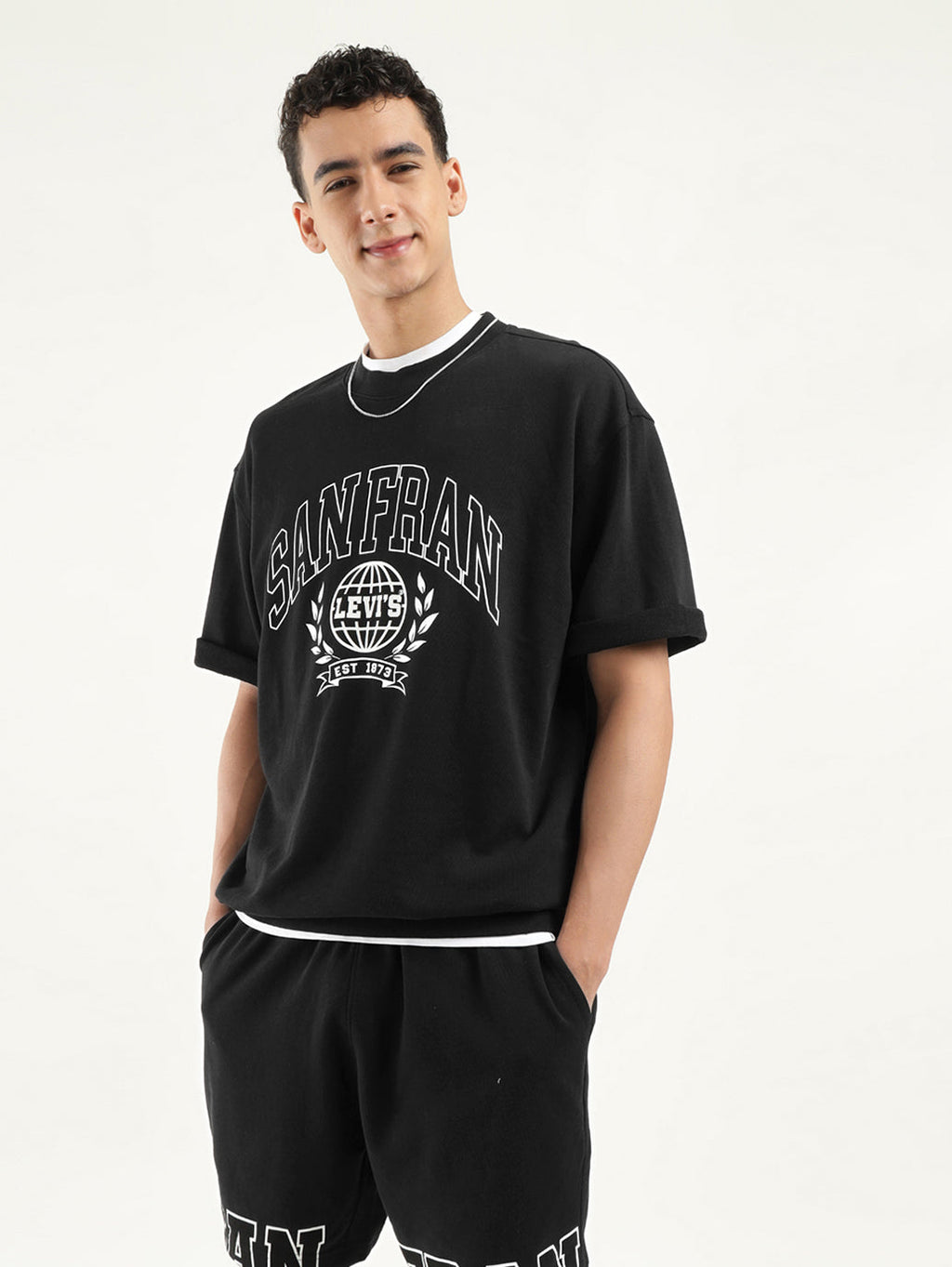 Men's Graphic Black Crew Neck T-shirt