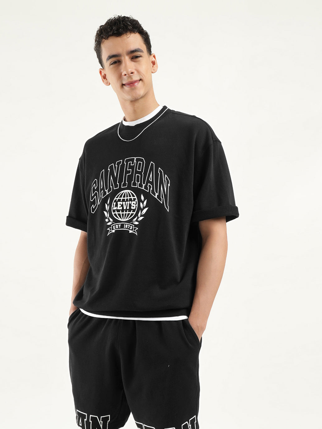 Men's Graphic Black Crew Neck T-shirt