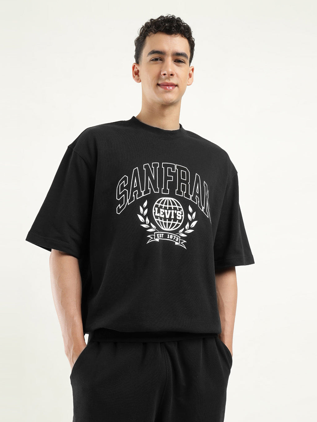 Men's Graphic Black Crew Neck T-shirt