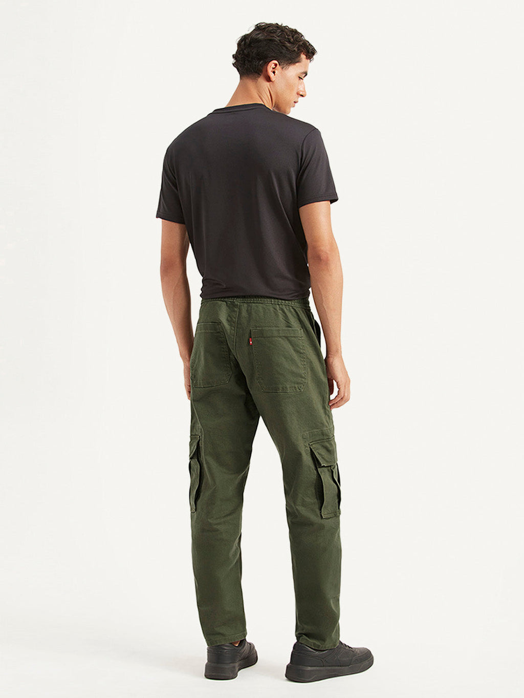 Men's Olive Tapered Fit Cargo Trousers