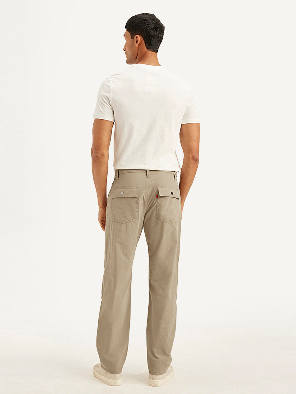 Men's Beige Loose Fit Chino Cargos