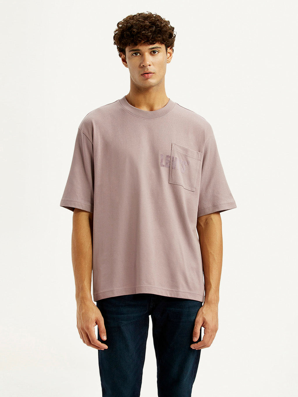 Men's Brand Logo Mauve Loose Fit T-shirt