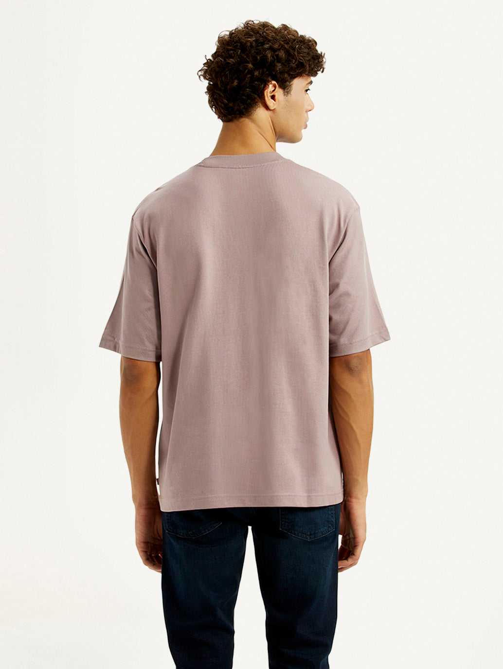 Men's Brand Logo Mauve Loose Fit T-shirt