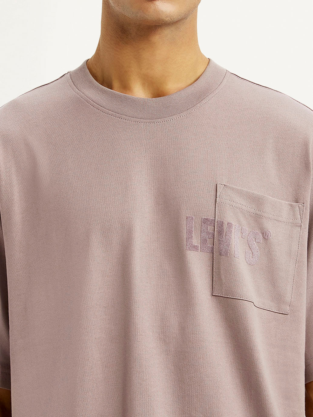 Men's Brand Logo Mauve Loose Fit T-shirt