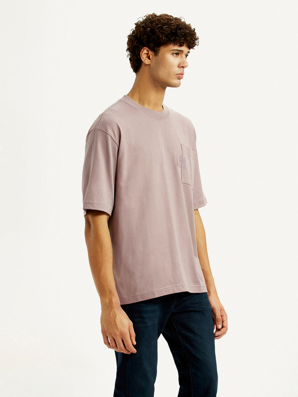 Men's Brand Logo Mauve Loose Fit T-shirt
