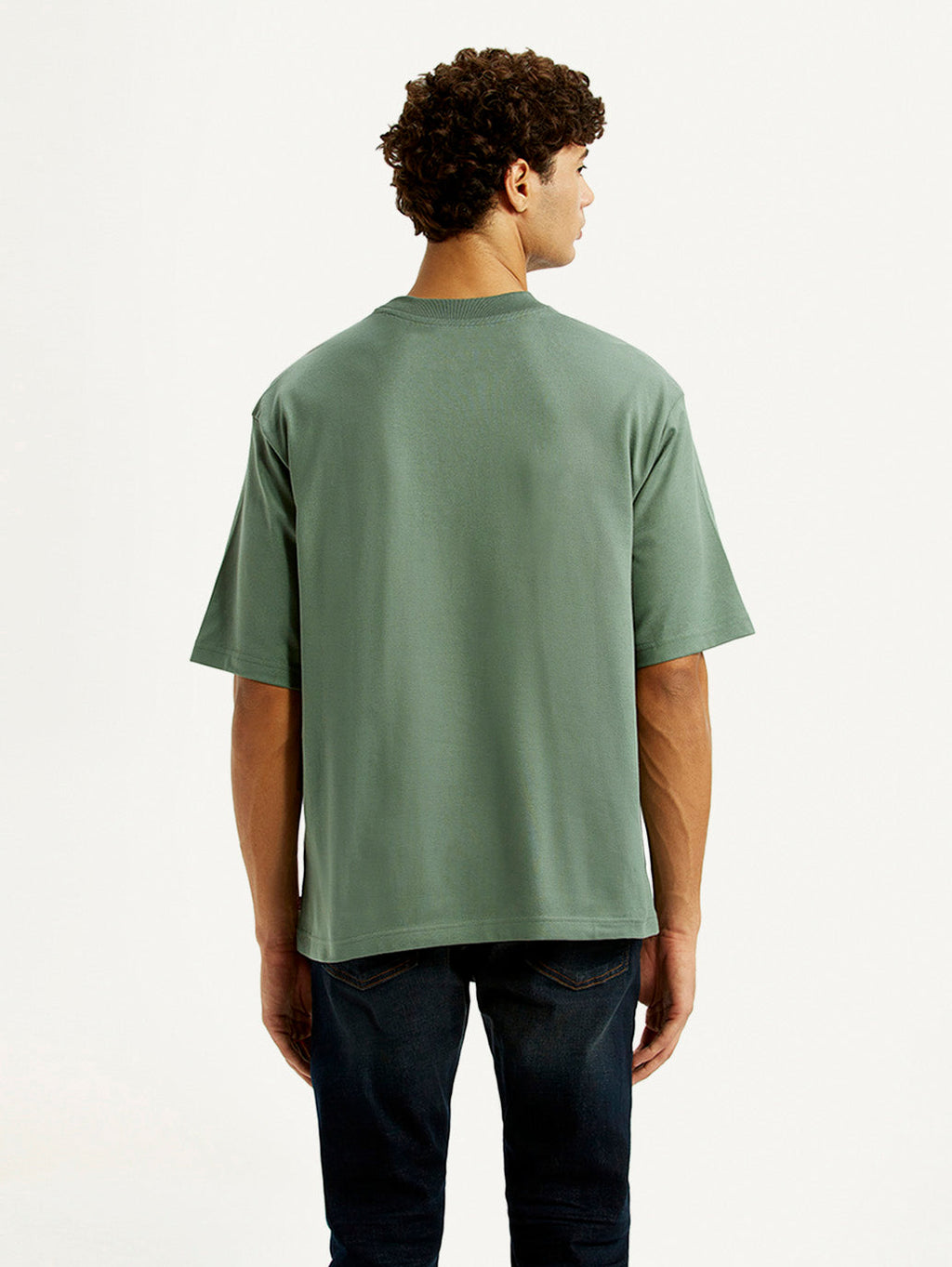 Men's Brand Logo Green Loose Fit T-shirt