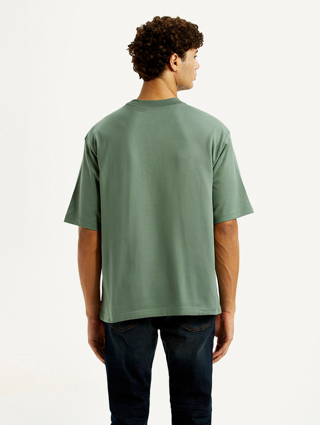 Men's Brand Logo Green Loose Fit T-shirt