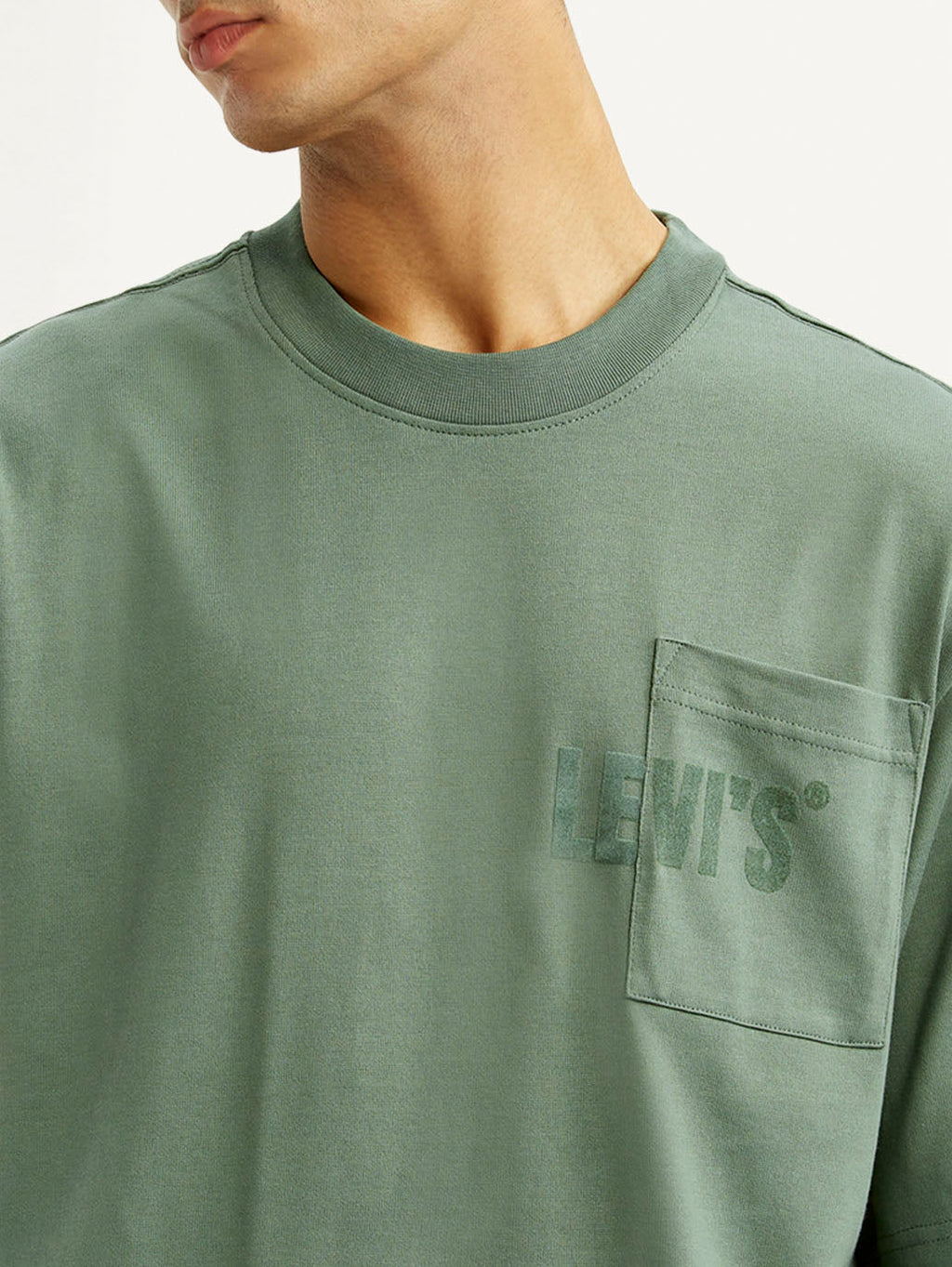 Men's Brand Logo Green Loose Fit T-shirt