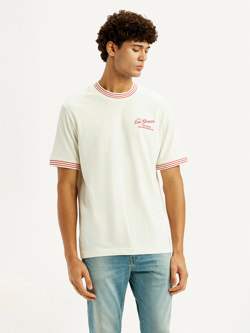 Men's Typography Off White Crew Neck T-shirt