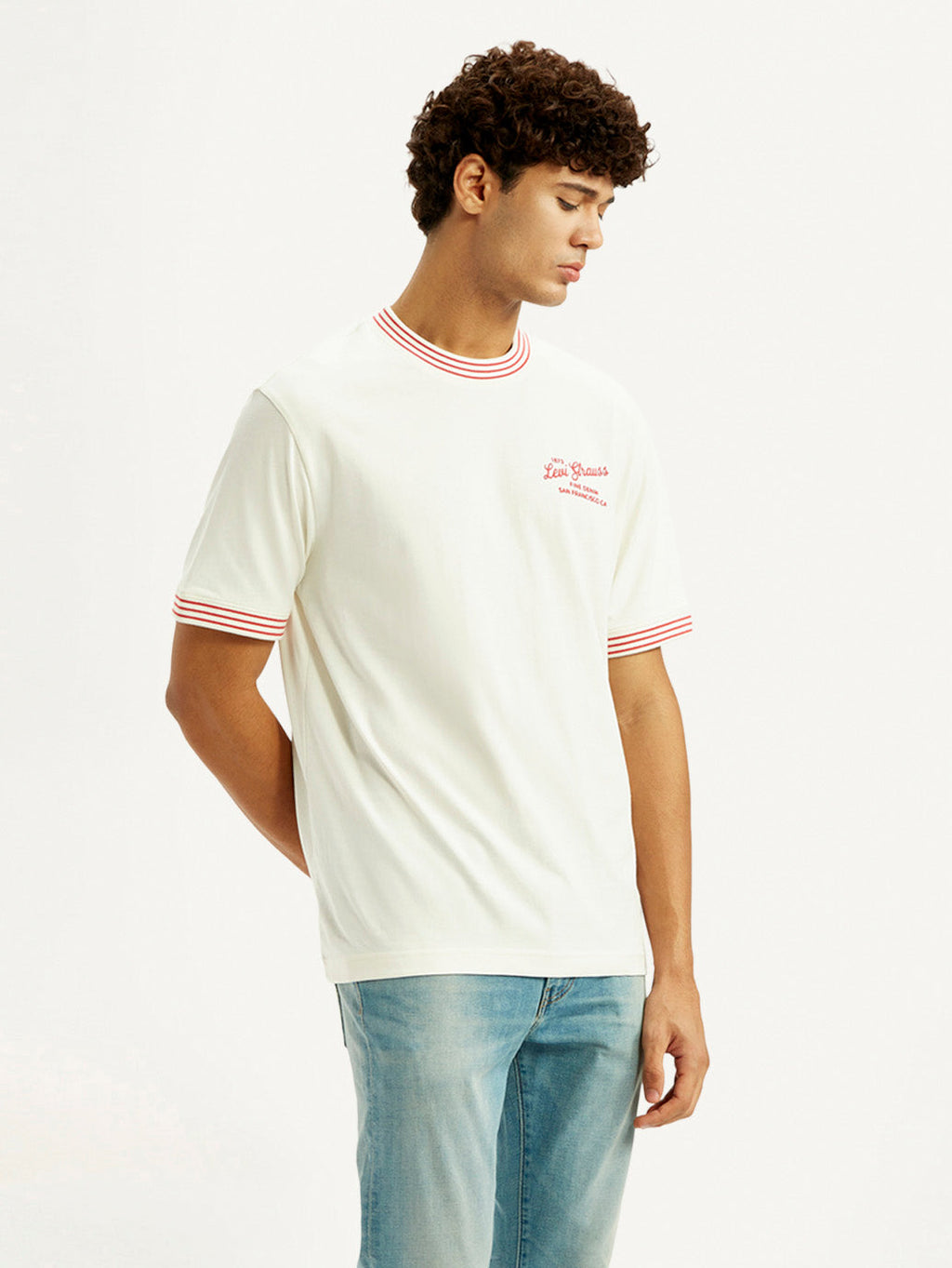 Men's Typography Off White Crew Neck T-shirt