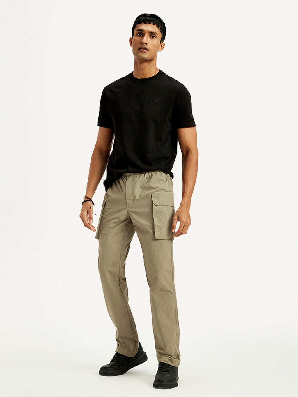 Men's Khaki Authentic Straight Fit Cargo Trousers