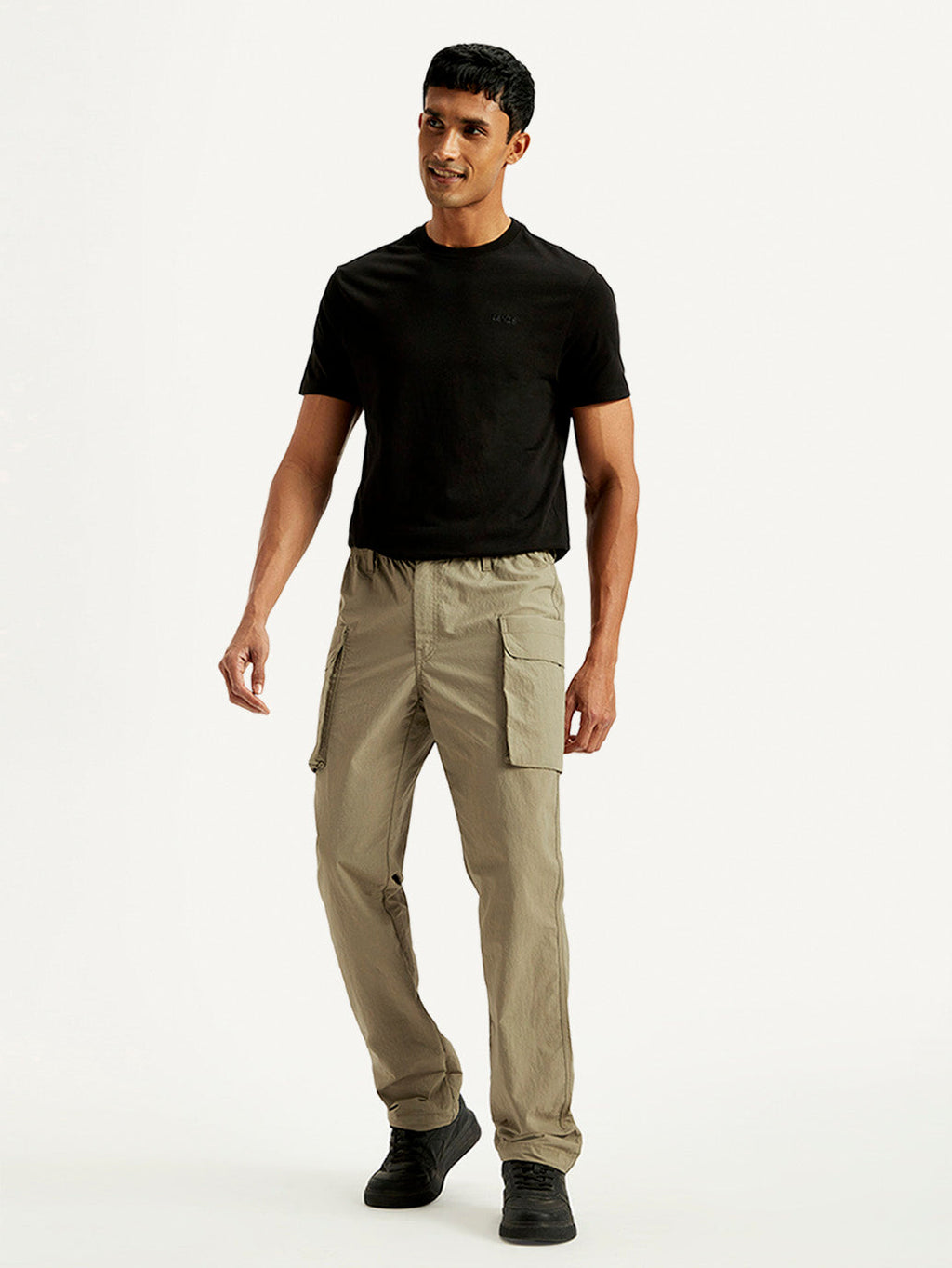 Men's Khaki Authentic Straight Fit Cargo Trousers