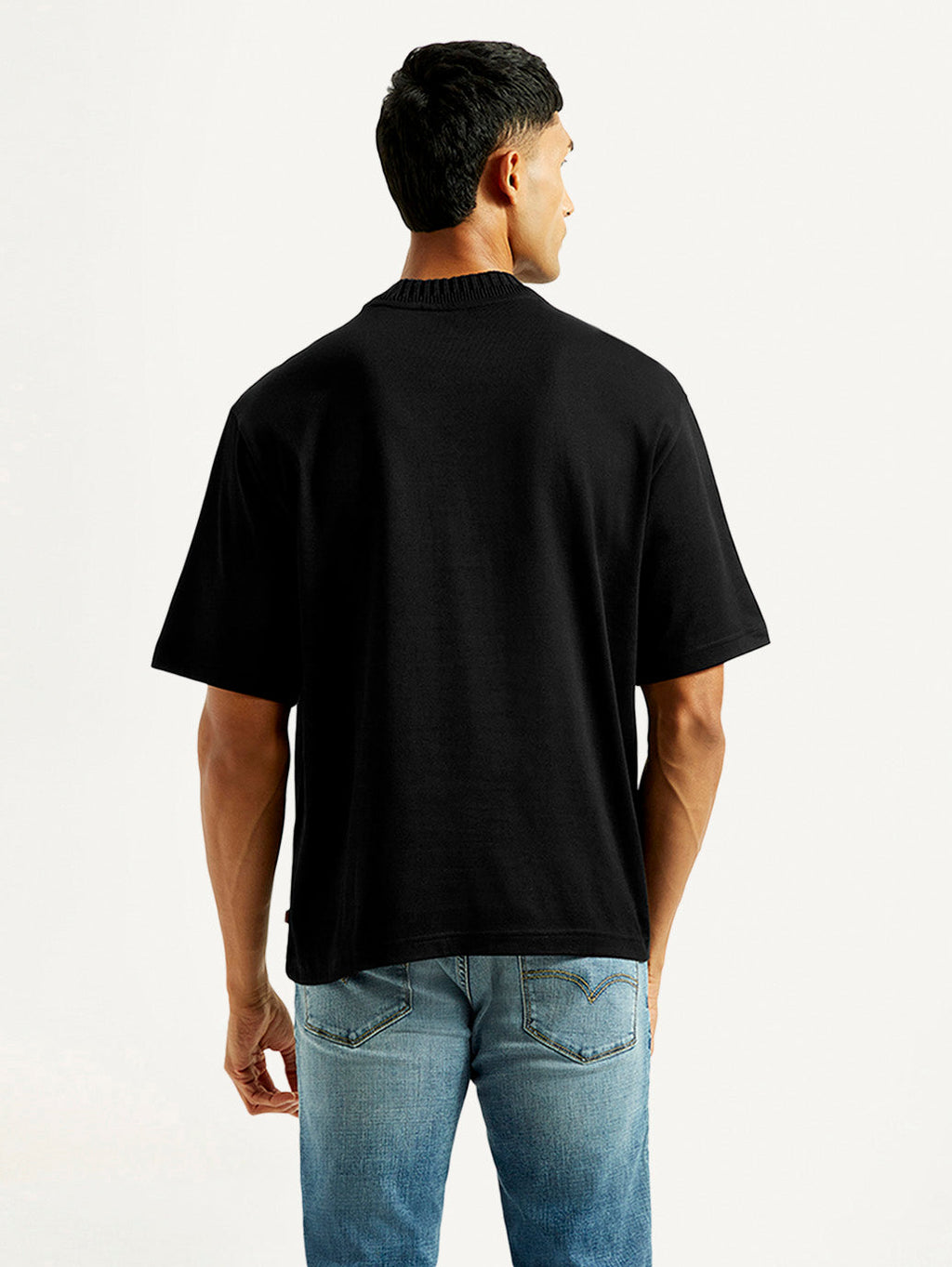 Men's Embroidered Black Crew Neck T-Shirt