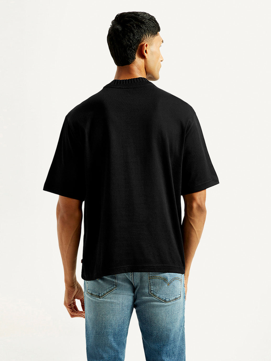 Men's Embroidered Black Crew Neck T-Shirt