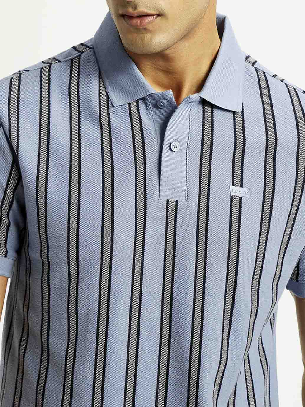 Men's Striped Slim Fit Polo T-shirt