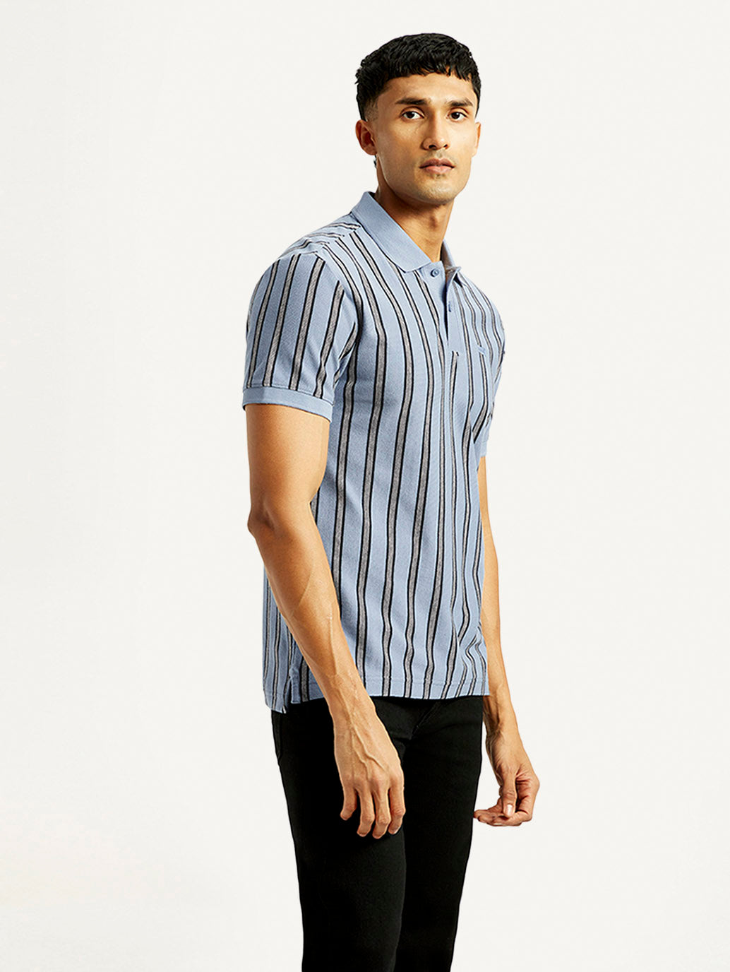 Men's Striped Slim Fit Polo T-shirt