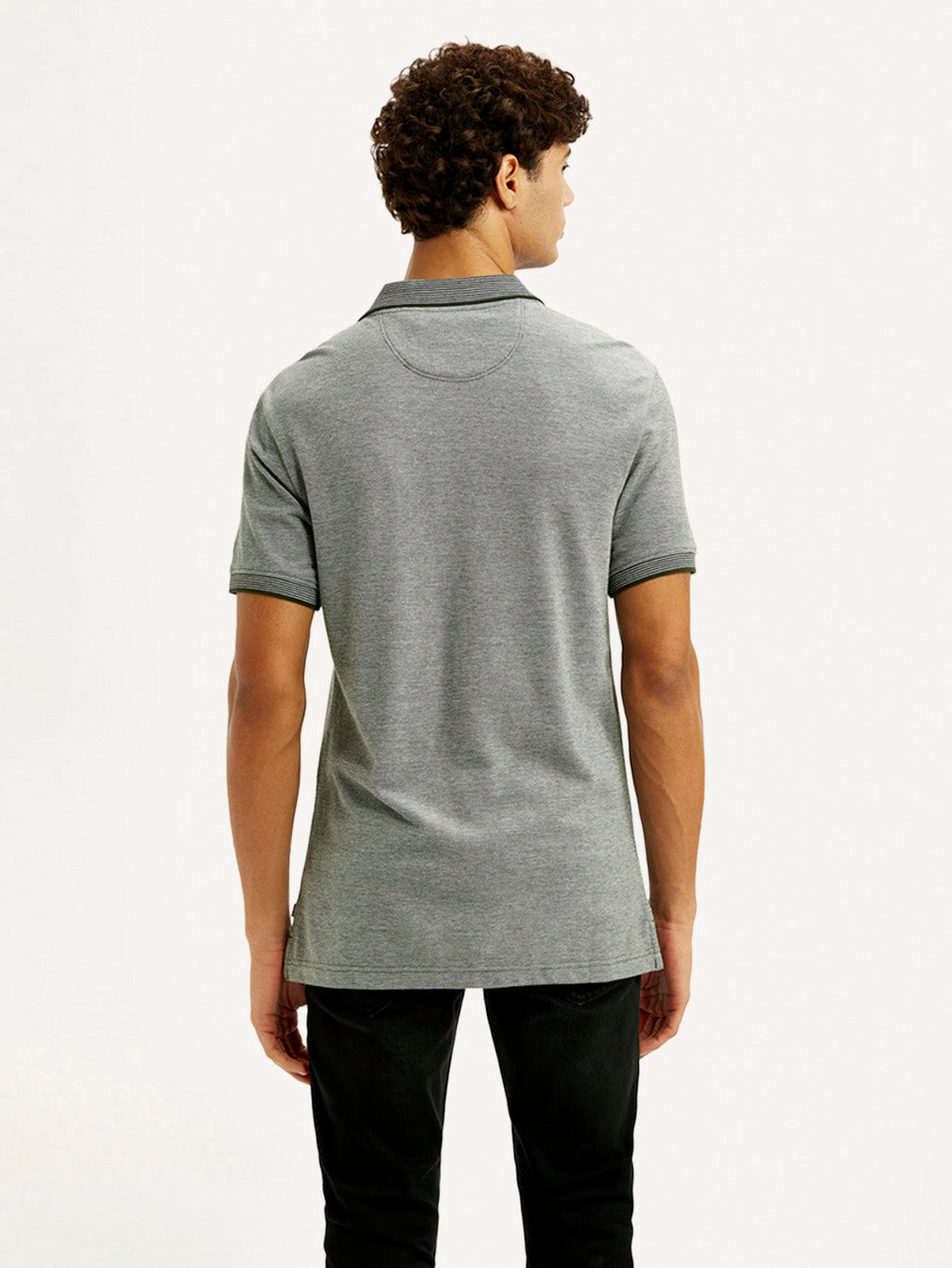 Men's Melange Grey Slim Fit Polo T-shirt