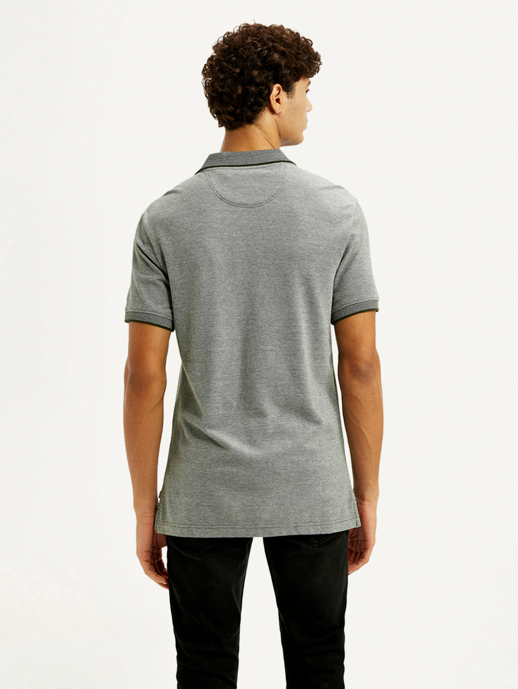 Men's Melange Grey Slim Fit Polo T-shirt