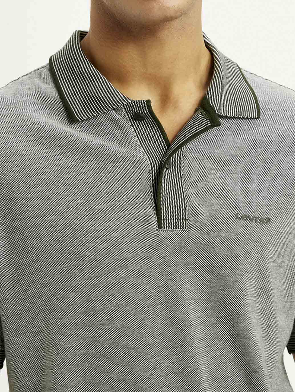 Men's Melange Grey Slim Fit Polo T-shirt