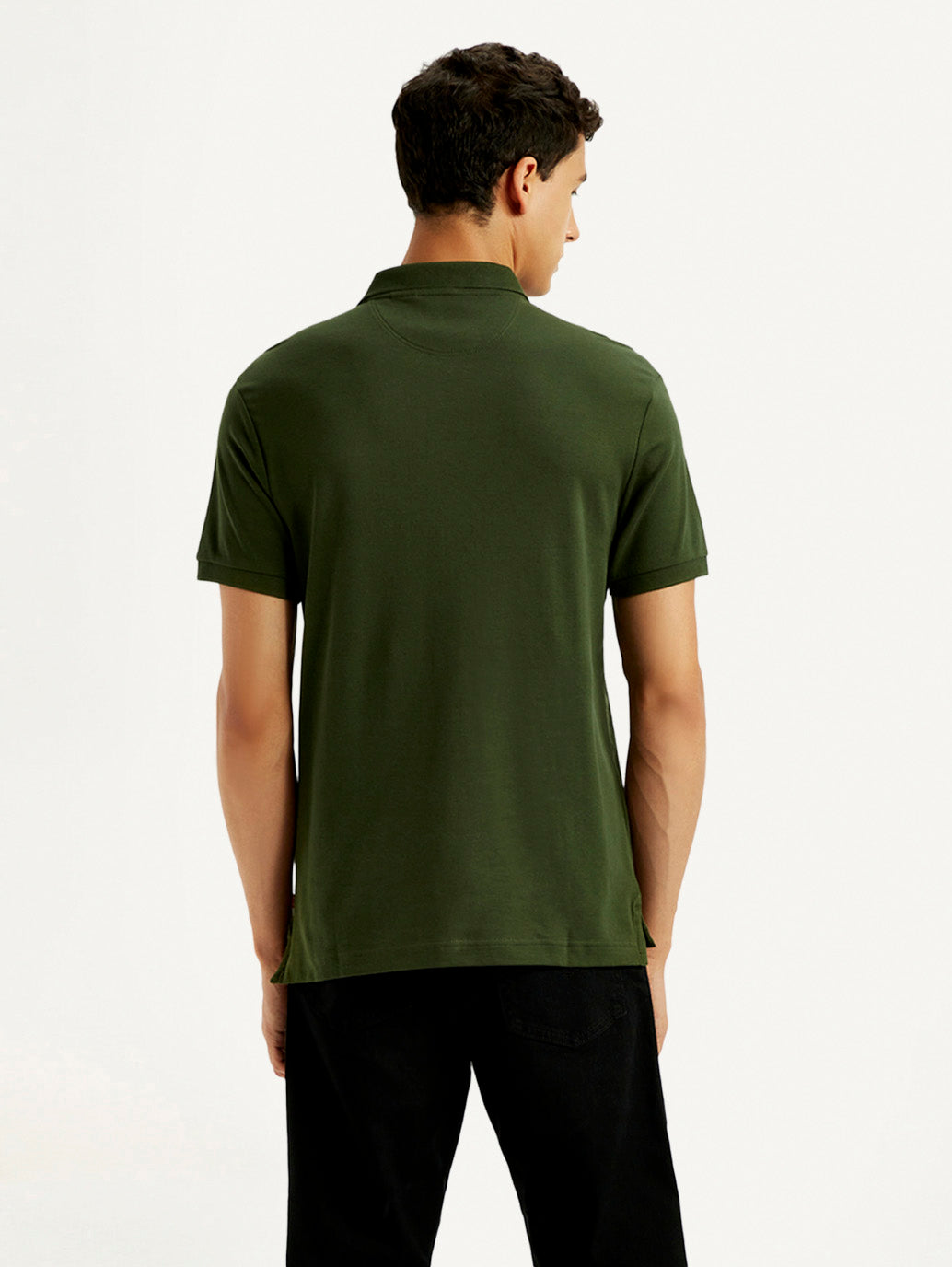 Men's Brand Logo Dark Green Slim Fit Polo T-shirt