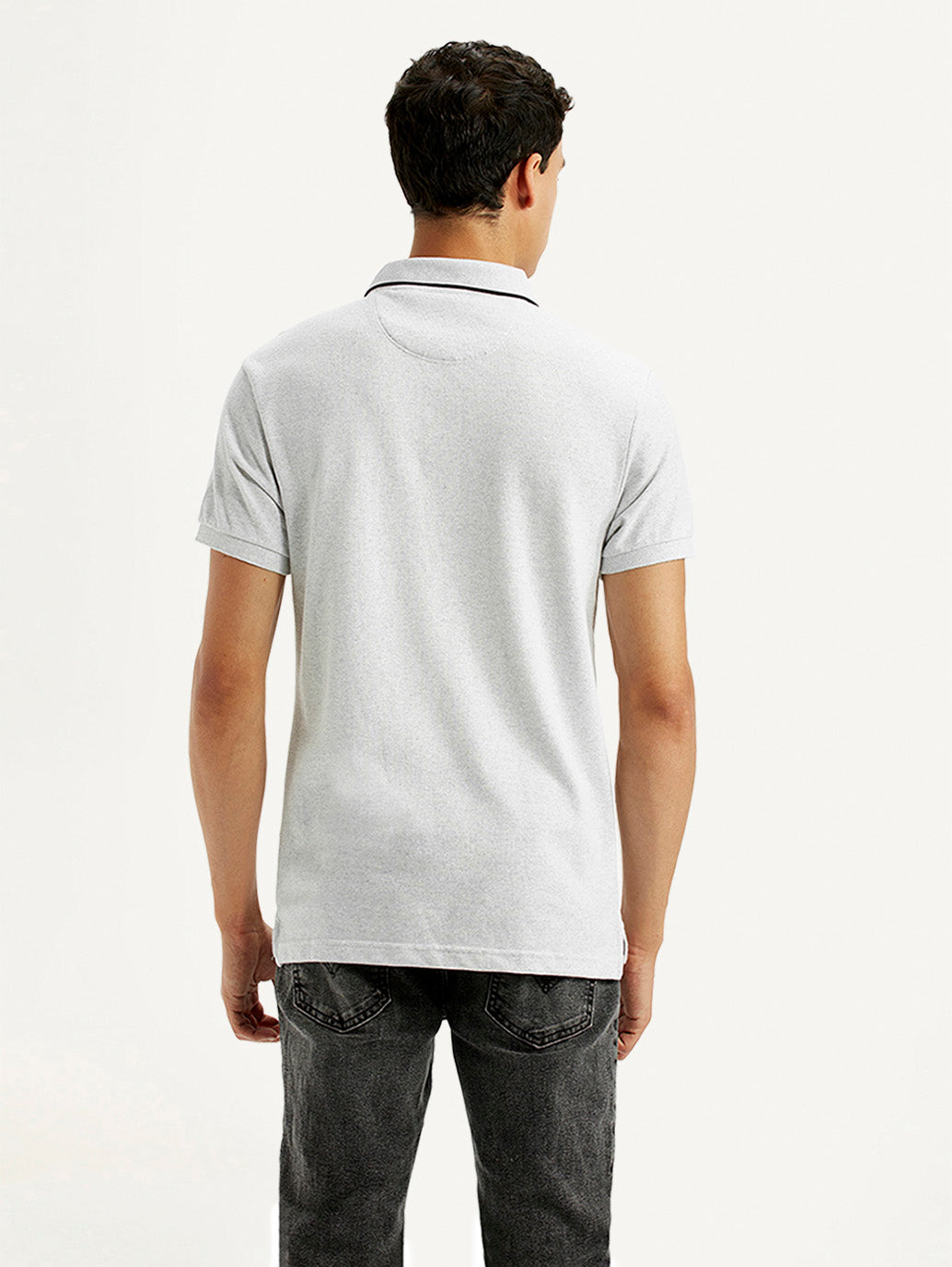 Men's Light Grey Slim Fit Polo T-shirt