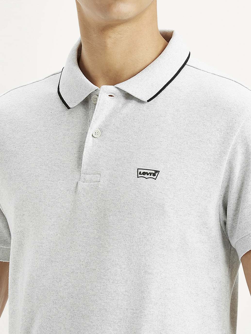 Men's Light Grey Slim Fit Polo T-shirt