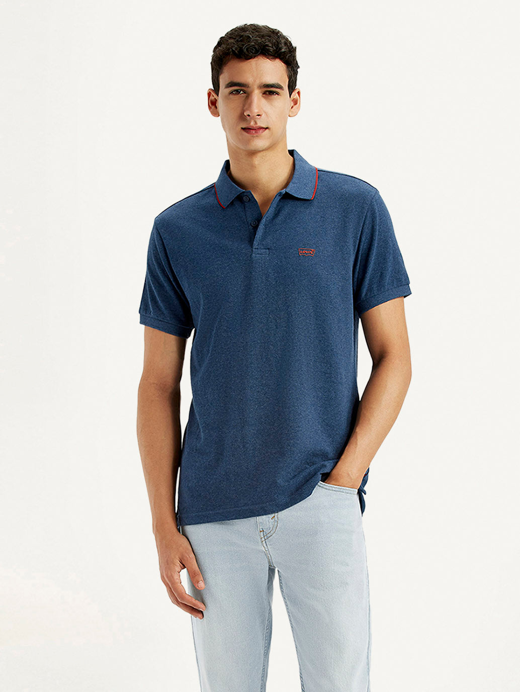 Men's Dark Blue Slim Fit Polo T-shirt