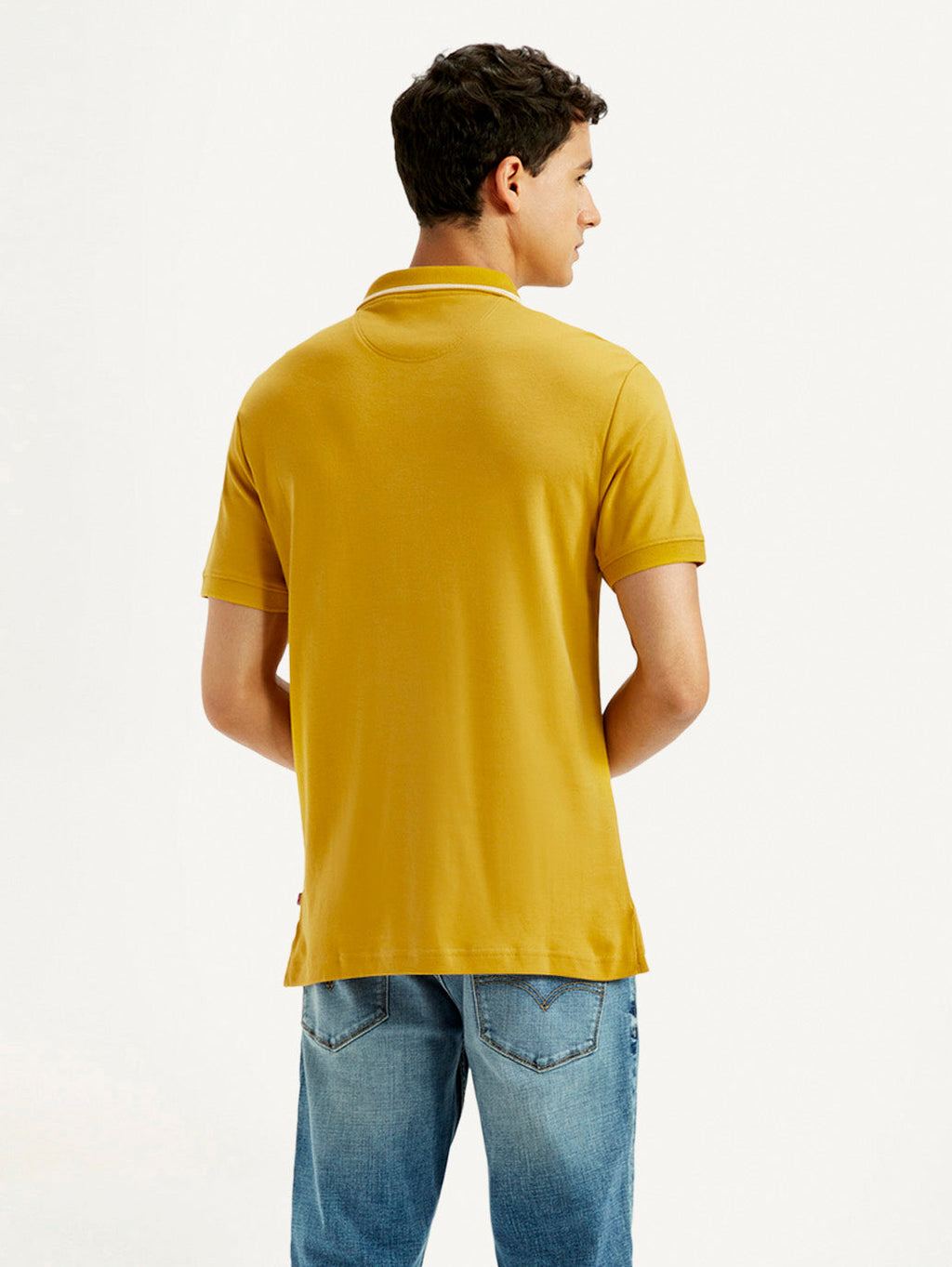 Men's Solid Yellow Slim Fit Polo T-shirt