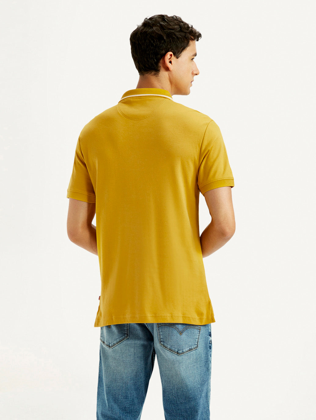 Men's Solid Yellow Slim Fit Polo T-shirt