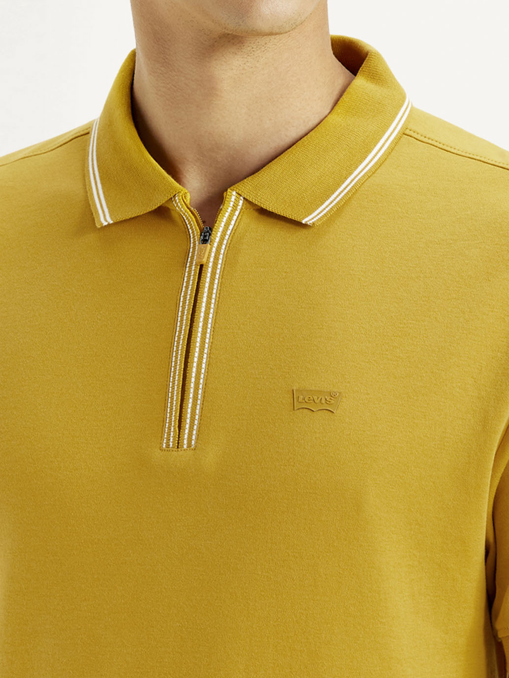 Men's Solid Yellow Slim Fit Polo T-shirt