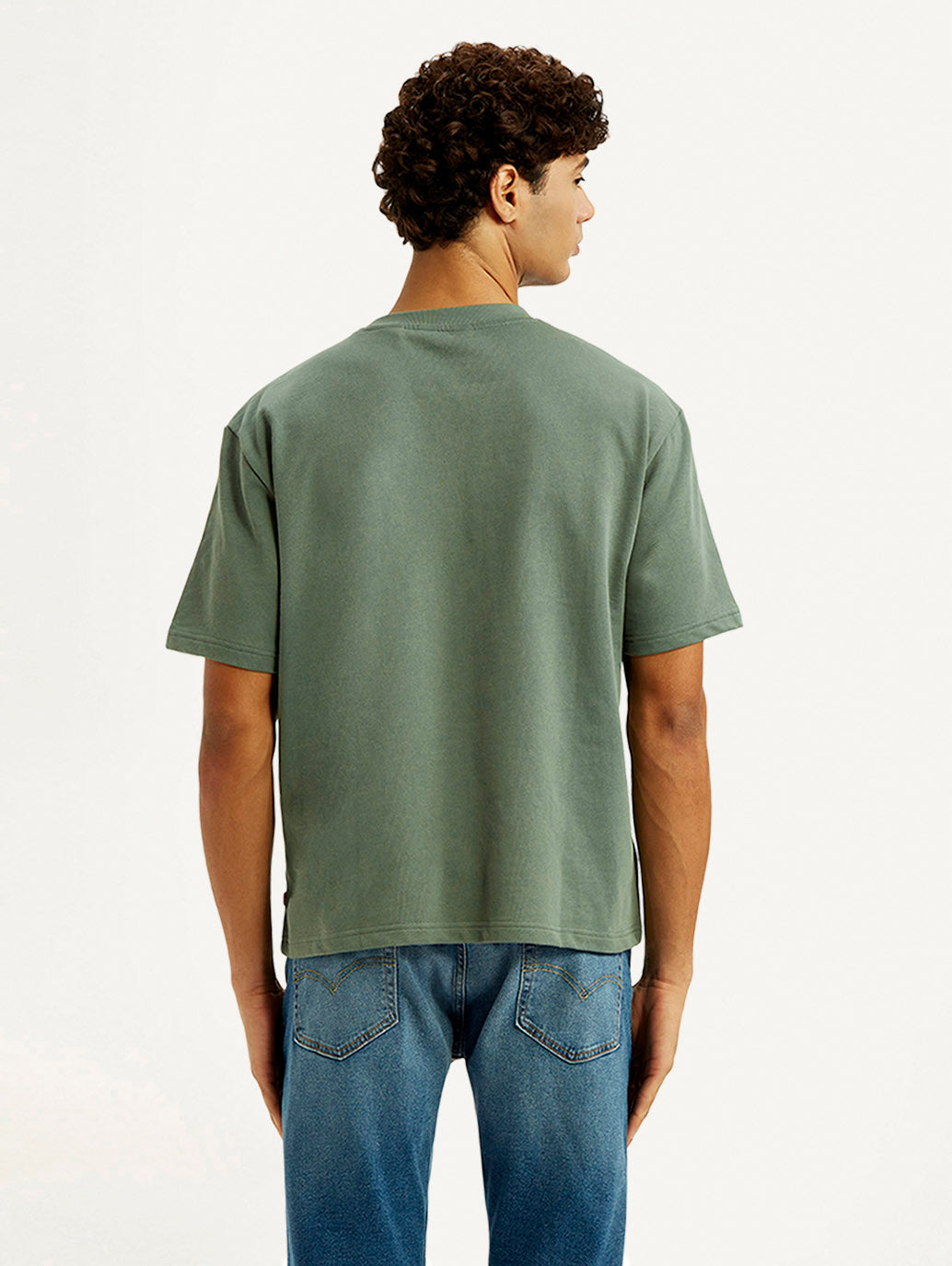Men's Brand Logo Green Loose Fit T-shirt